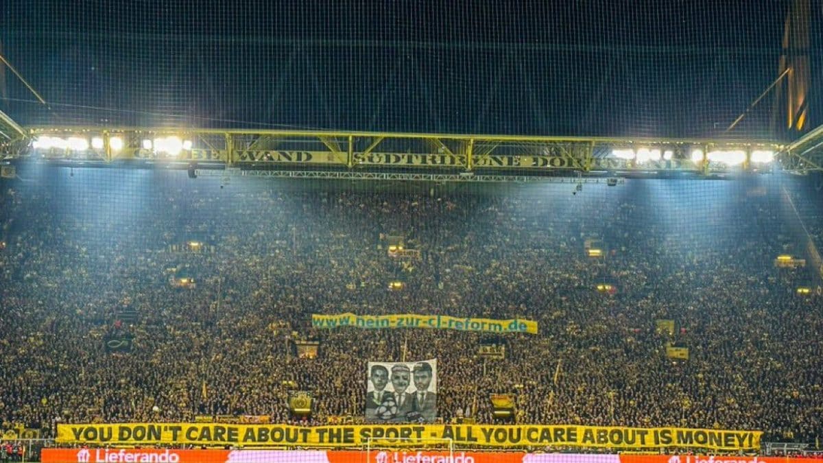 Borussia Dortmund Fans Throw Fake Money, Fake Gold Bars In Protest Against UEFA's Newly Proposed Reforms