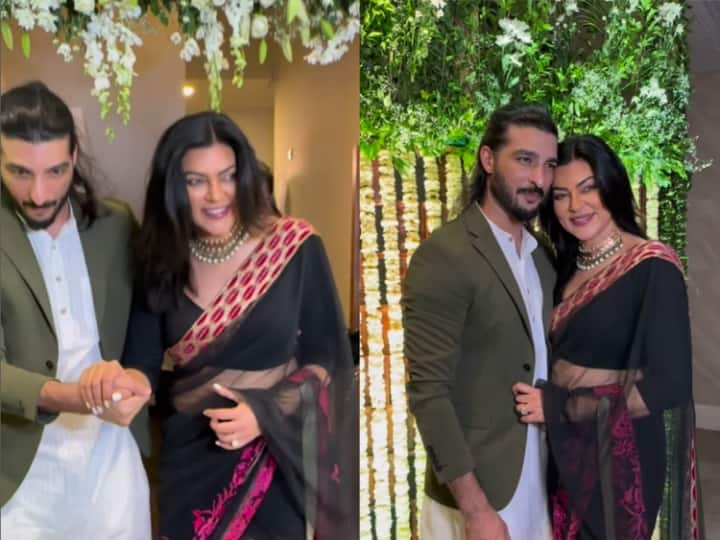 Sushmita Sen Attend Diwali Party With Ex Boyfriend Rohman Shawl Photos Video Viral