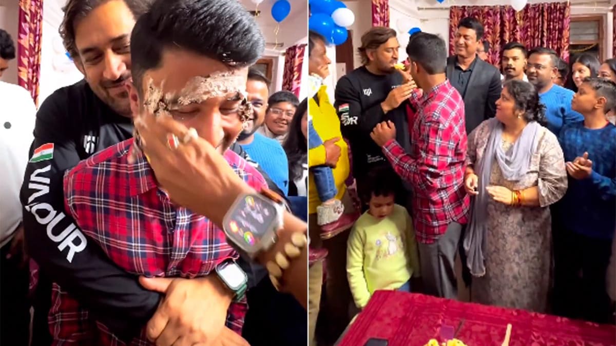MS Dhoni Attends Friends Birthday Bash, Leaves A Sweet And Messy Memory