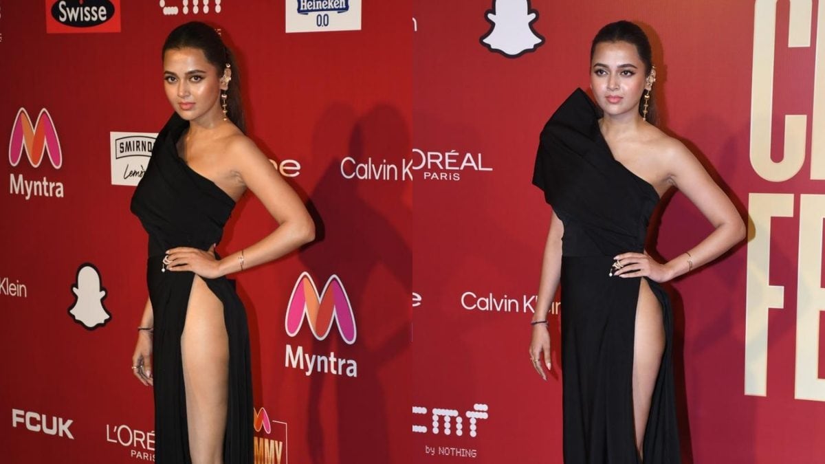 Sexy! Tejasswi Prakash Turns The Heat Up In A Black Dress With A High Slit; See Hot Photos